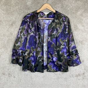 Christopher & Banks Jacket Womens Medium Purple Floral Polyester Blend- 8619